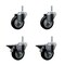 Service Caster 35 Inch Black Polyurethane Wheel Swivel 58 Inch Threaded Stem Caster Set 2 Brakes SCC SCC-TS20S3514-PPUB-BLK-58212-2-PLB-2 - alternate 1